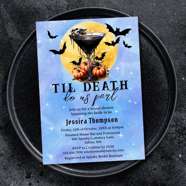 Gothic Til Death Do us Part Martini Brautparty Einladung (Von Creator hochgeladen)
