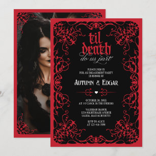 Gothic Til Death Foto-Engagement-Party-Einladung Einladung