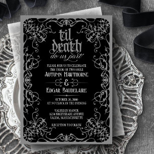 Gothic Til Death Grau Schwarze Hochzeitseinladung Einladung