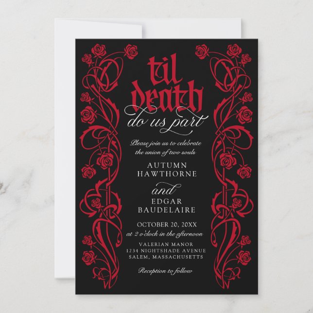 Gothic Til Death Hochzeit Einladung (Vorderseite)