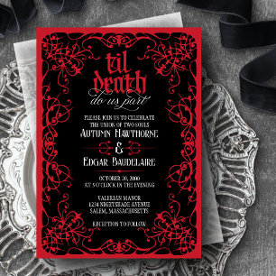 Gothic Til Death - Rote Schwarze Hochzeitseinladun Einladung