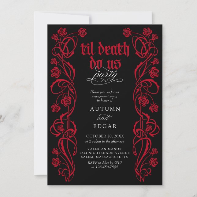 Gothic Til Death Verlobungsparty Einladung (Vorderseite)
