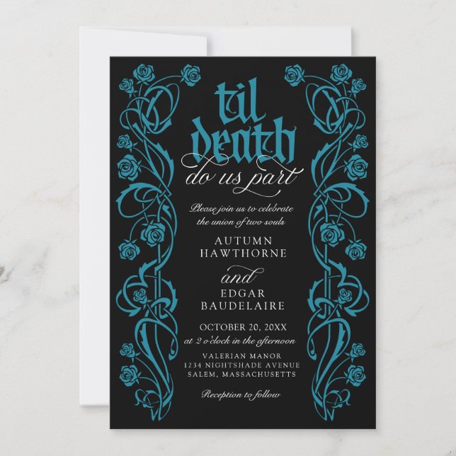 Gothic Til Death Wedding Einladung (Vorderseite)