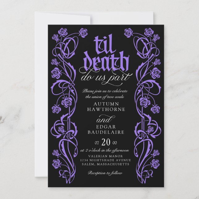 Gothic Til Death Wedding Einladung (Vorderseite)