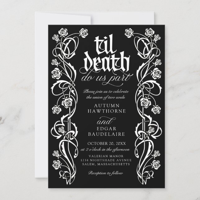 Gothic Til Death Wedding Einladung (Vorderseite)