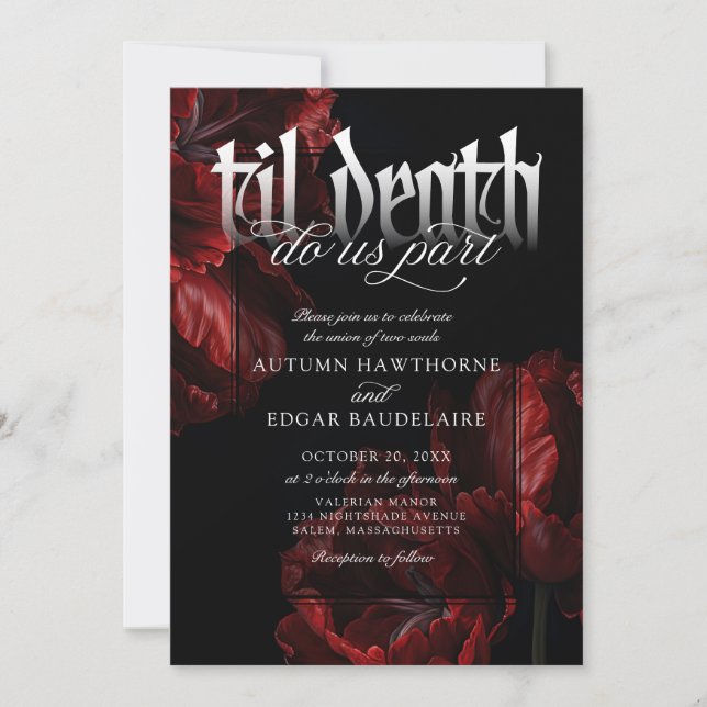 Gothic Til Death Wedding Einladung (Vorderseite)