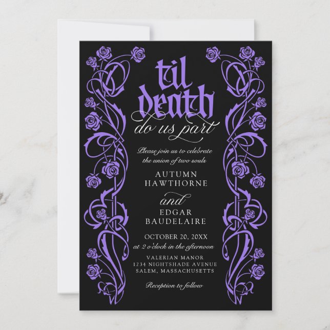 Gothic Til Death Wedding Einladung (Vorderseite)