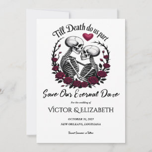 Gothic Till Death Do us Part Skeleton Rose Wedding Save The Date