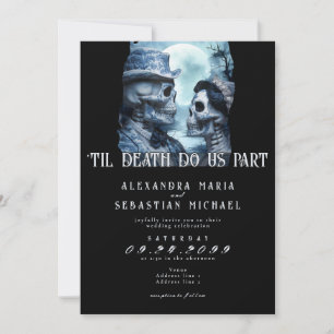 Gothic Till Death Porcelain Skulls Moon Wedding Einladung