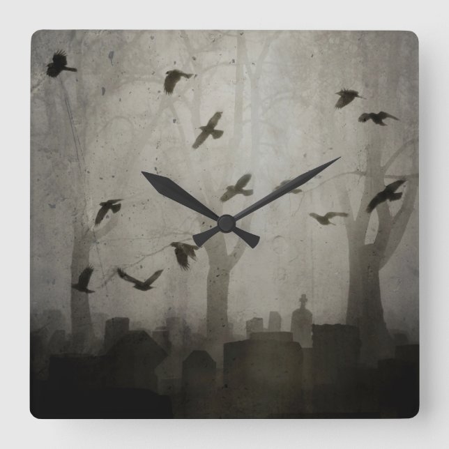 Gothic Time Quadratische Wanduhr (Vorderseite)