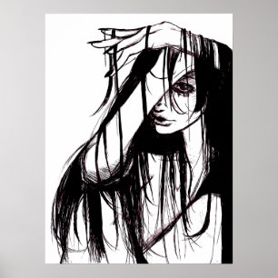 Gothic-Tintenplakat Dunkle Illustration Horror-Kun Poster