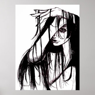 Gothic-Tintenplakat Dunkle Illustration Horror-Kun Poster