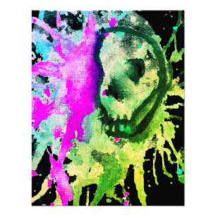 Gothic-Totenkopf-Aquarell-Halloween-Kunstdesign Fotodruck