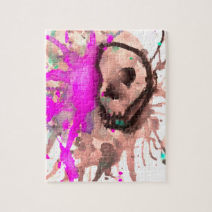 Gothic-Totenkopf-Aquarell-Kunstdesign Puzzle