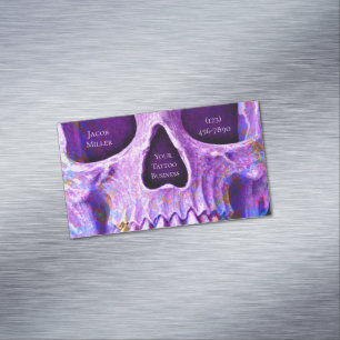 Gothic-Totenkopf-Gesicht Einzigartiger lila-blauer Magnetische Visitenkarte