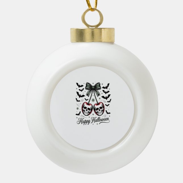 Gothic-Totenkopf-Kirsche-Halloween Keramik Kugel-Ornament (Vorderseite)