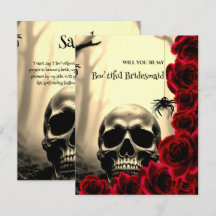 Gothic-Totenkopf und Rosen Rot Brautjungfer Vorsch