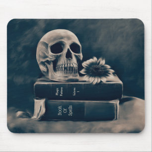 Gothic Totenkopf Vintage Alte Bücher Cyanotypie Ma Mousepad