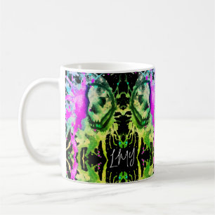Gothic-Totenkopf-Wasserfarbe-Halloween-Neon-Kunst  Kaffeetasse