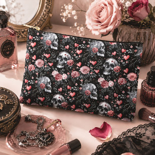 Gothic Totenköpfe und Rosen Blumen Zubehörtasche