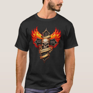 Gothic-Totenkopfkreuz mit Flügel-Memento-Mori T-Shirt