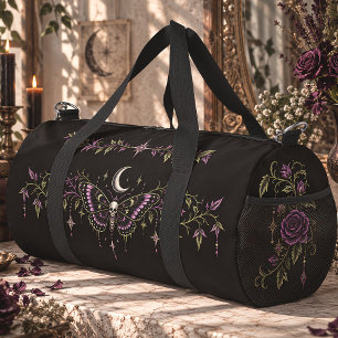 Gothic Totenschmetterling Mond Floral Duffle Bag