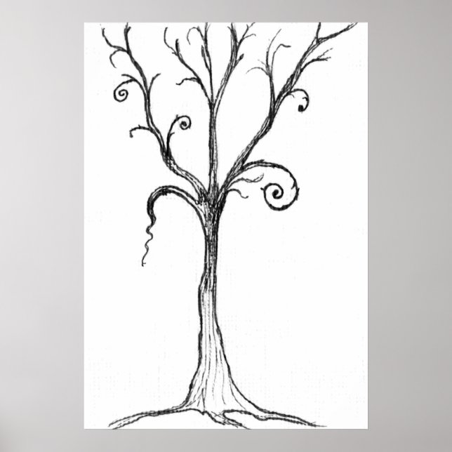 Gothic Tree Illustration Poster (Vorne)