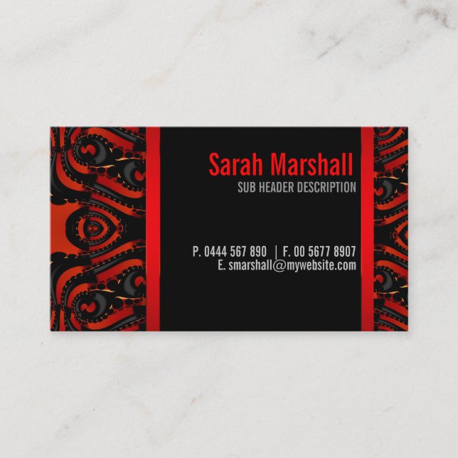 Gothic Tribal Goddess Red+Black Business Card Visitenkarte (Vorderseite)