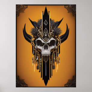 Gothic Tribal Skull Poster