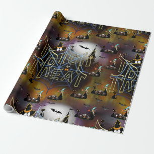 Gothic Trick-oder-Leckerei-Spinnennetz-Wiederholun Geschenkpapier