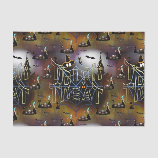 Gothic Trick-oder-Leckerei-Spinnennetz-Wiederholun Seidenpapier (Vorderseite)