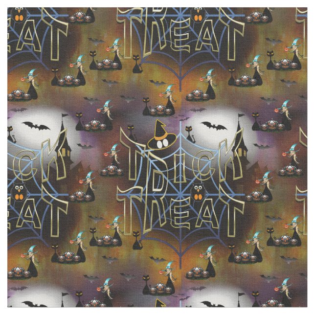 Gothic Trick-oder-Leckerei-Spinnennetz-Wiederholun Stoff (Nahaufnahme)