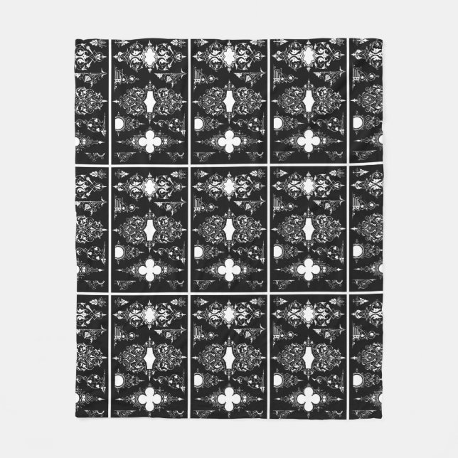 Gothic trim antique verzierte Header-Trimm Schwarz Fleecedecke (Vorderseite)