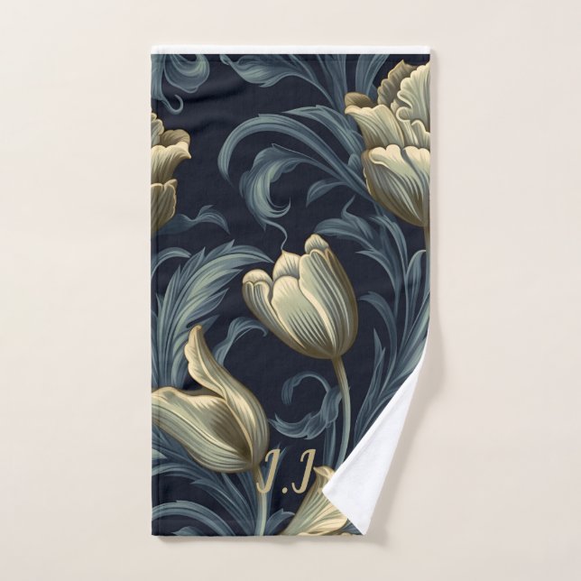 Gothic Tulips Floral Monogram Pickleball Handtuch (Handtuch)