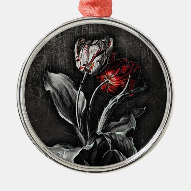 Gothic Tulips Ornament Aus Metall (Vorne)