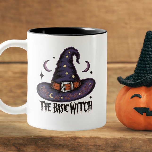 Gothic Typografie Basic Hexenhutchenkaffee Hallowe Zweifarbige Tasse (Von Creator hochgeladen)