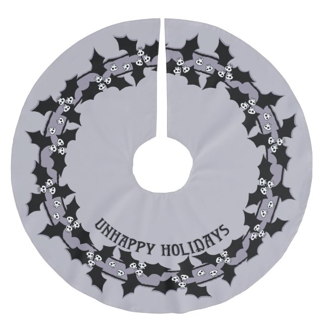 Gothic Unhappy Holidays Wreath Polyester Weihnachtsbaumdecke (Vorderseite)