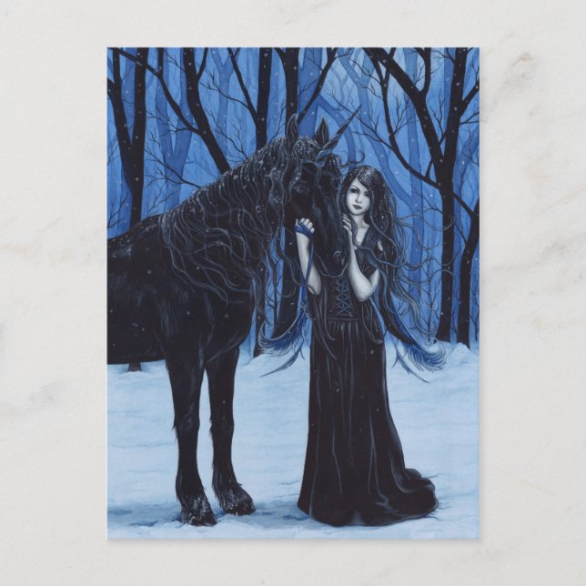 Gothic Unicorn und Fee Postkarte (Vorderseite)