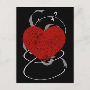Gothic Valentine Broken Heart Postcard Feiertagspostkarte