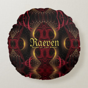 Gothic Valentine Gold Hearts Dunkle Romance Rundes Kissen