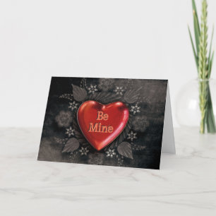 Gothic Valentine Red Heart in Chalk Feiertagskarte