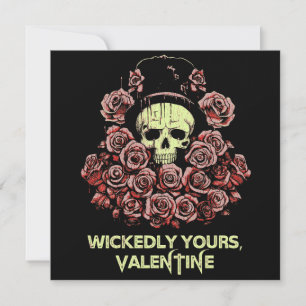 Gothic Valentine Skull mit Rose Karte