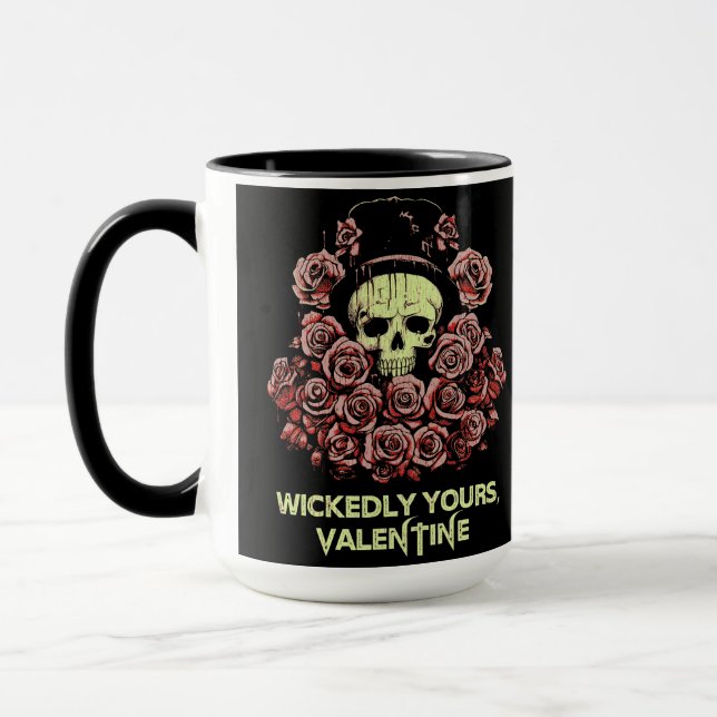 Gothic Valentine Skull mit Rose Tasse (Links)