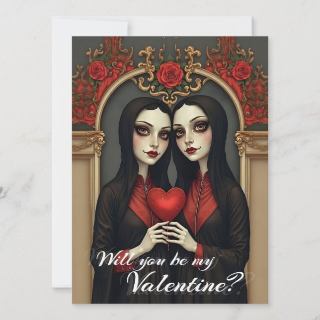 Gothic Valentine Twins with Red Heart (Vorderseite)