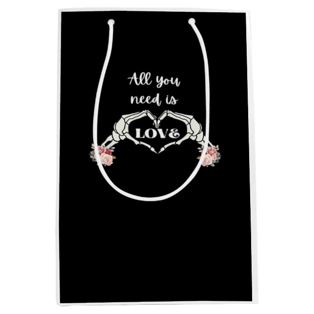 Gothic Valentines Classic - Skeletthörner Herz Mittlere Geschenktüte (Vorderseite)