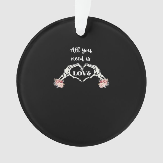 Gothic Valentines Classic - Skeletthörner Herz Ornament (Vorderseite)