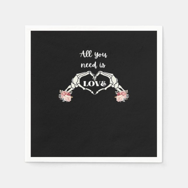 Gothic Valentines Classic - Skeletthörner Herz Serviette (Vorderseite)