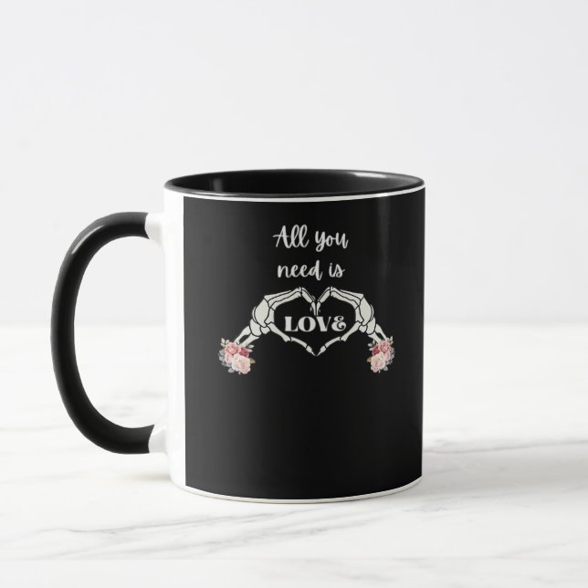 Gothic Valentines Classic - Skeletthörner Herz Tasse (Links)