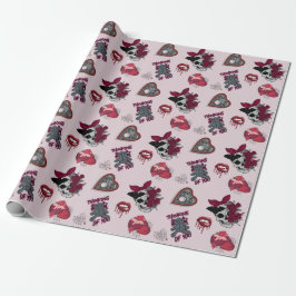 Gothic Valentine's Day Pink Goth Geschenkpapier