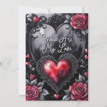 Gothic Valentinstag Rote Herzen Schwarze Spitze & 